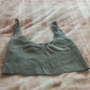 Barefoot Dreams Charcoal Ribbed Crop Top